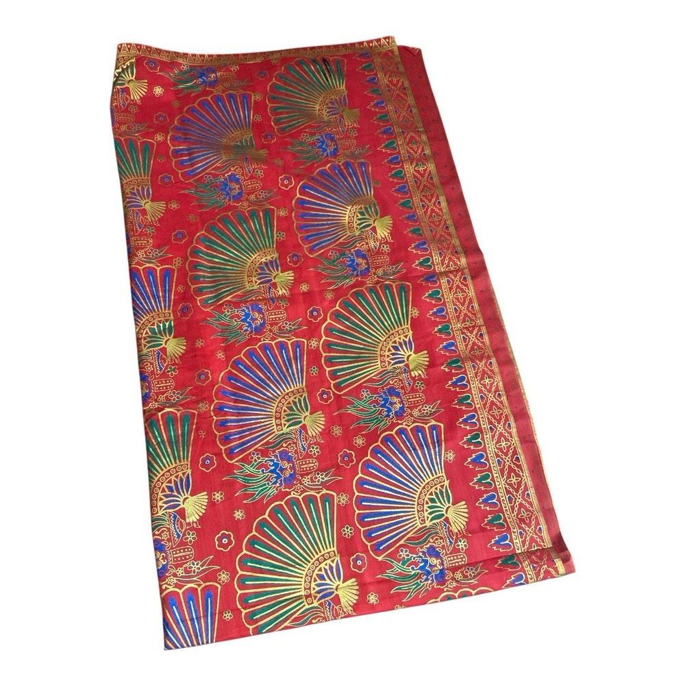 Tablecloth Moratex‎ F Red Gold India Textile 76" X 43"